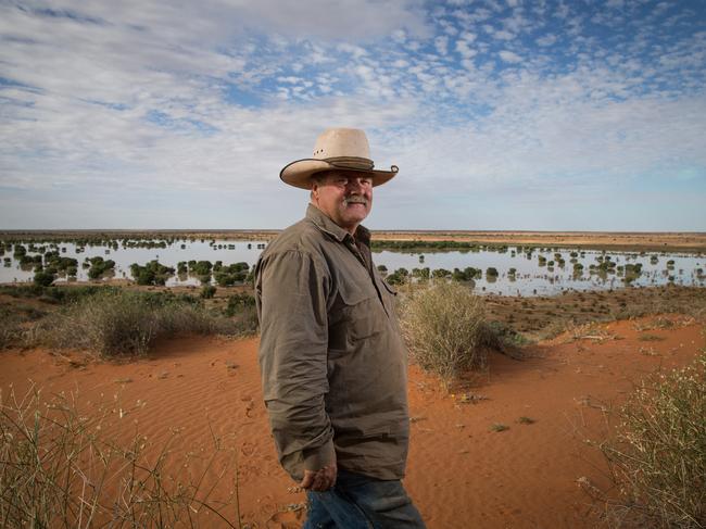 Macumba Station Manager Eddie Nunn on the edge of the Simpson Desert at Macumba Station, Oodnadatta. Picture: Matt Turner.