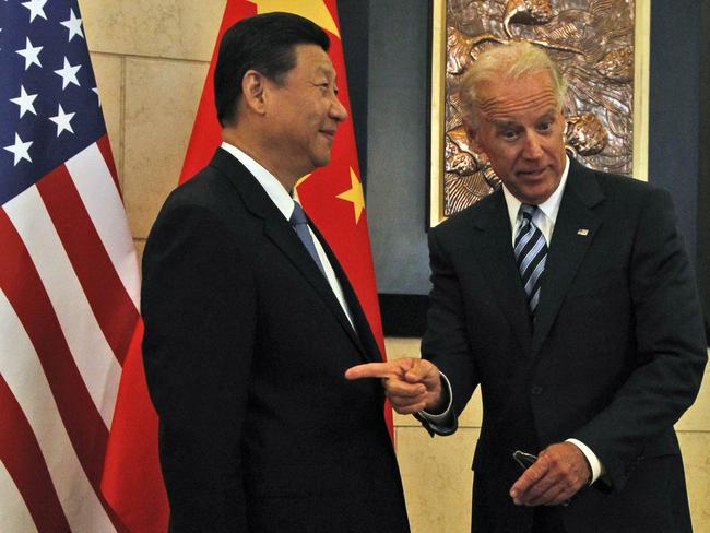 Then-US Vice President Joe Biden (right) meets with then-Chinese Vice President Xi Jinping in Beijing in 2011. Picture: File/AP