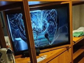 Photos published by Argentinian media show a smashed TV in Liam Payne's hotel room. Picture: Supplied