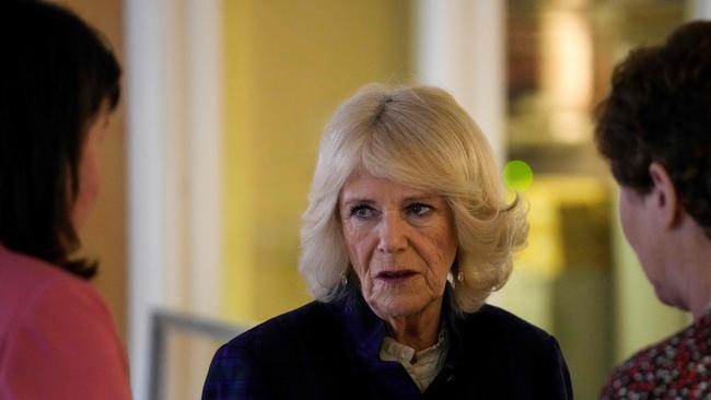 Camilla, Duchess of Cornwall visits the Thames Valley Partnership charity on the same day Prince Charles tested positive for Covid. Picture: AFP.