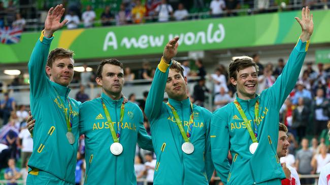 The team of Michael Hepburn, Jack Bobridge, Sam Welsford and Alex Edmondson won silver at Rio. Picture: Adam Head