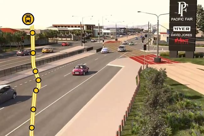 <p>2018: Artist impression of Gold Coast Light Rail Stage 3A route.</p>