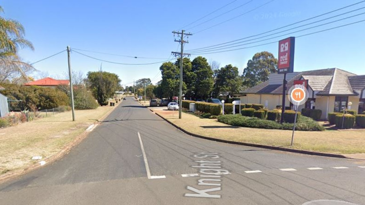 The incident happened at the intersection of Knight Street and Kingaroy Street, in the road near the Red Rooster. Source: Google Maps