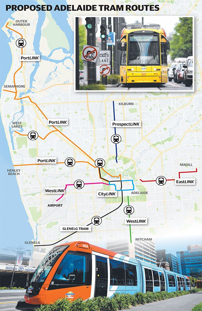 The preferred proposed new tram routes across the city.