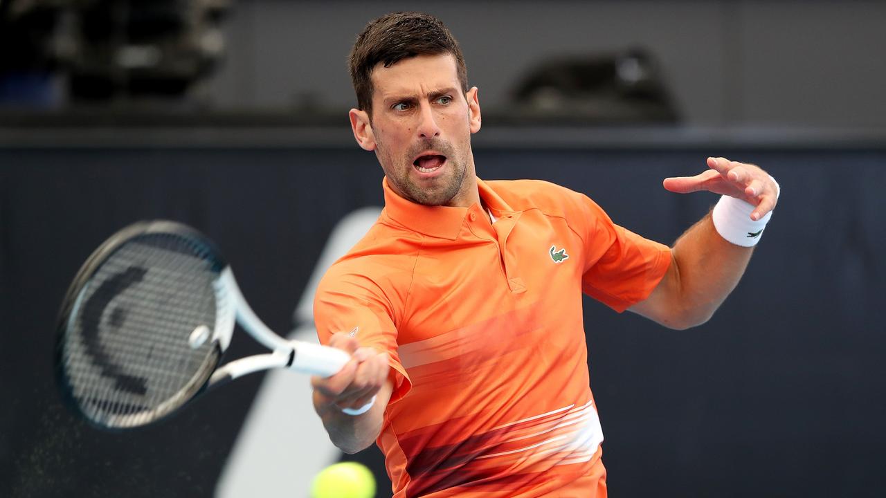 Novak Djokovic competes against Quentin Halys during day five of the 2023 Adelaide International at Memorial Drive. Picture: Getty Images