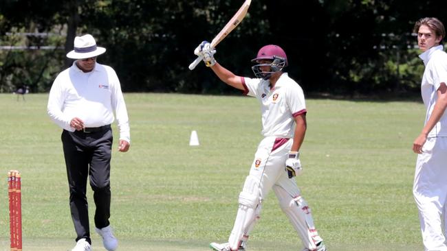 St Peters batsman Munsamy acknowledges teammates after scoring 50. PICTURE: C. THOMAS