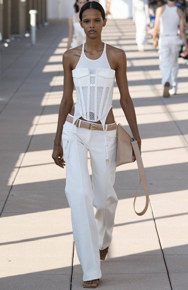 He teamed corsets with garter-style tank tops for New York Fashion Week. Picture: Dion Lee