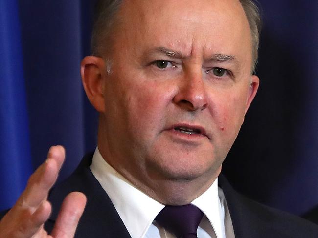 Opposition Leader Anthony Albanese and Deputy Opposition Leader Richard Marles at a Press conference at Parliament House House in Canberra. Picture Kym Smith