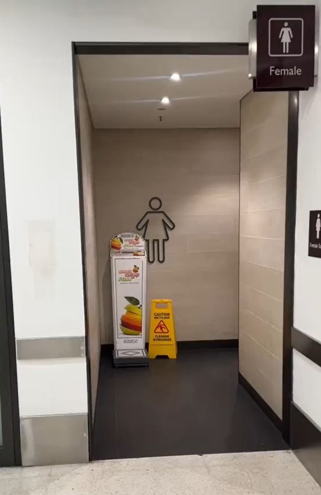 A woman has spotted scales in the women's bathroom at Westfield. Picture: TikTok/ShaniChantel