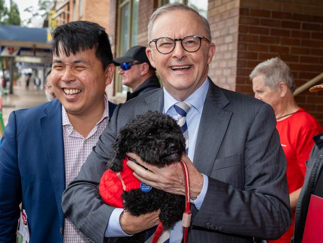 Australian Prime Minister Anthony Albanese visits the electorate of Banks with Zhi Soon. Picture: Jason Edwards / NewsWire