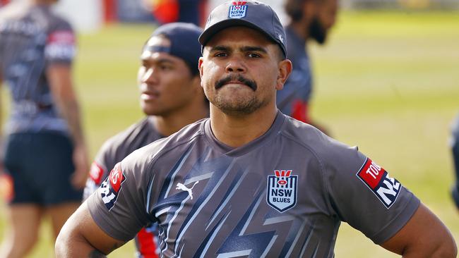 DAILY  TELEGRAPH - 25/5/23MUST NOT PUBLISH BEFORE CLEARING WITH PIC EDITOR - NSW Blues State of Origin players pictured at training this morning in Coogee. Latrell Mitchell pictured. Picture: Sam Ruttyn