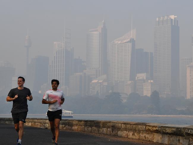 The thick smoke from the bushfires carries dangerous particles at a level this week equal to smoking 32 cigarettes in a day. Picture: Dean Lewins