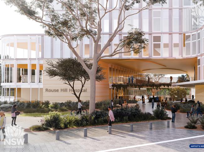 An artist’s impression of the new Rouse Hill Hospital, the first major adult hospital built in Western Sydney in more than 40 years.