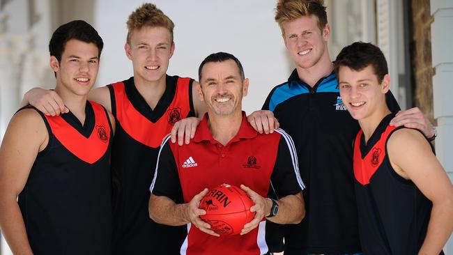 Matthew Mauriello, Callum Wilkie, Barrie Bryan, Tom Jonas and Kieran Noell at Rostrevor College in 2012.