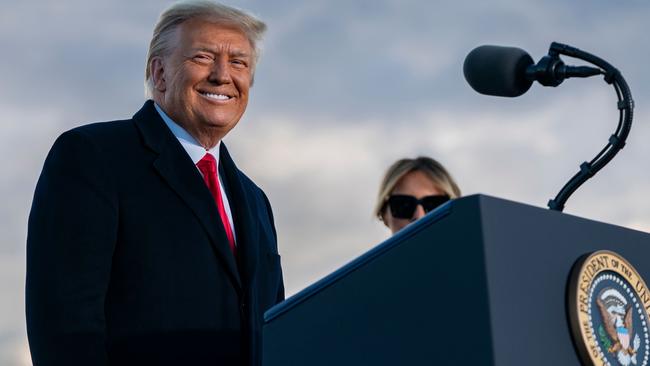 Donald Trump farewells supporters at Joint Base Andrews in Maryland on January 20. Picture: AFP.