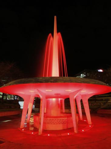 The red Railway Roundabout near the ABC building, Hobart. PIC: MATT THOMPSON