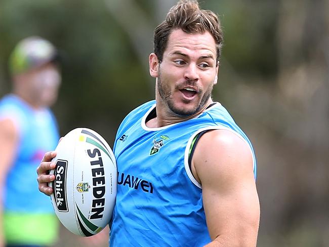 Aidan Sezer during Raiders training at Raiders Headquarters in Canberra. Picture Kym Smith