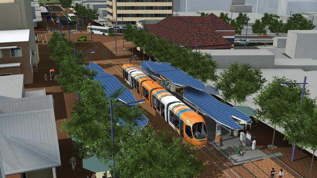 A late 2000s artist impression of what the light rail would look like in central Southport.