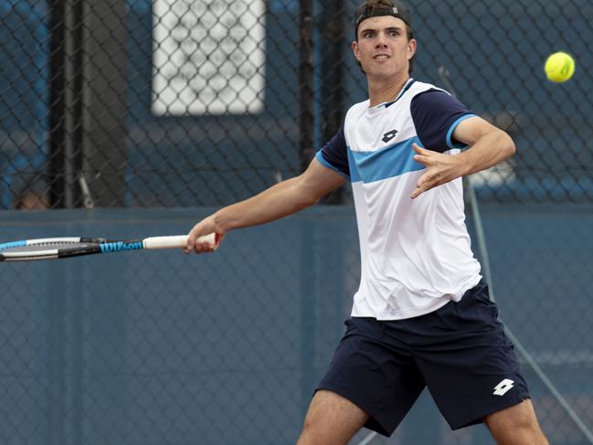 Cooper White in action in the Gallipoli Youth Cup in 2021. Tennis Australia/FIONA HAMILTON