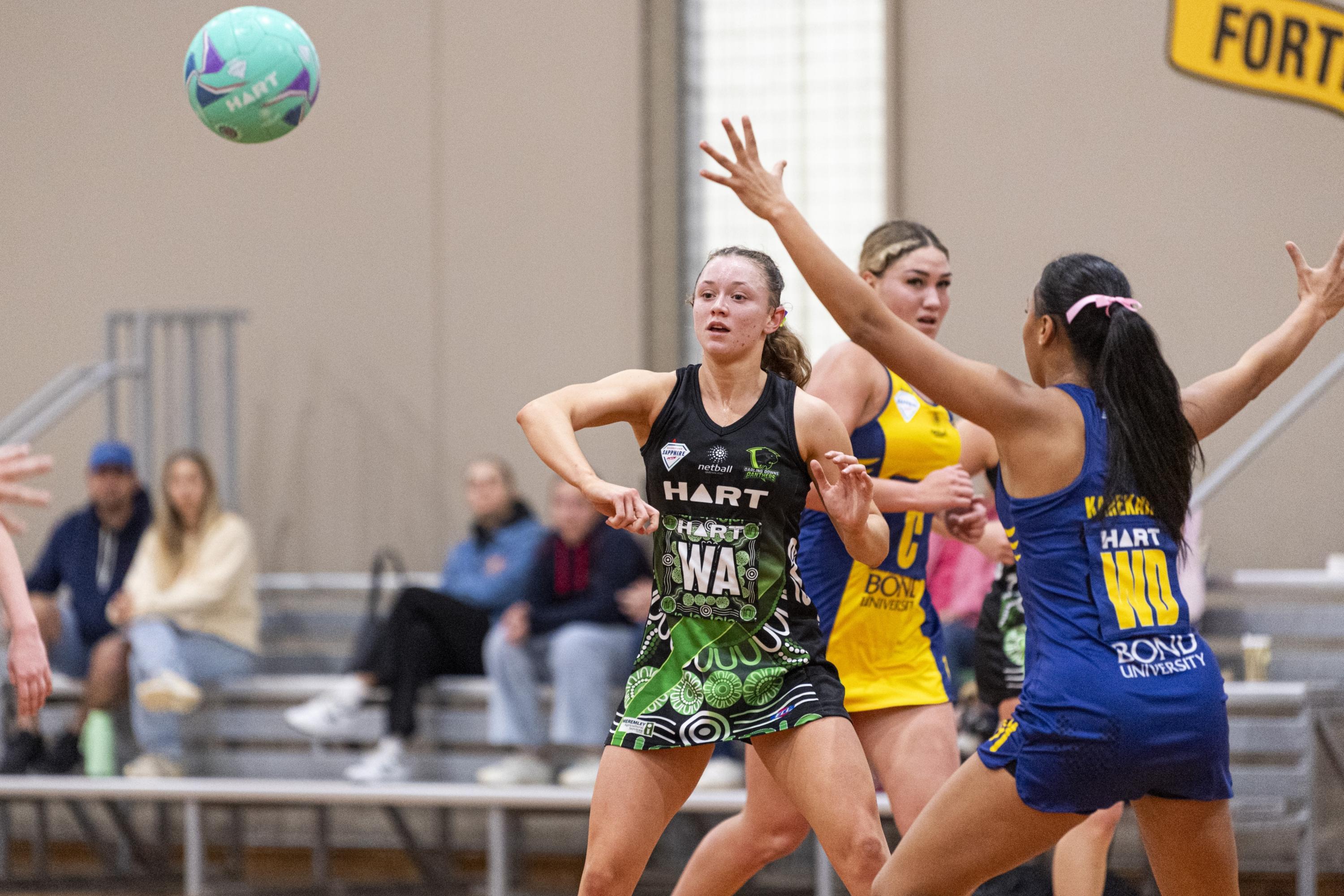 Lara Richards of Darling Downs Panthers against Bond University Bull Sharks.