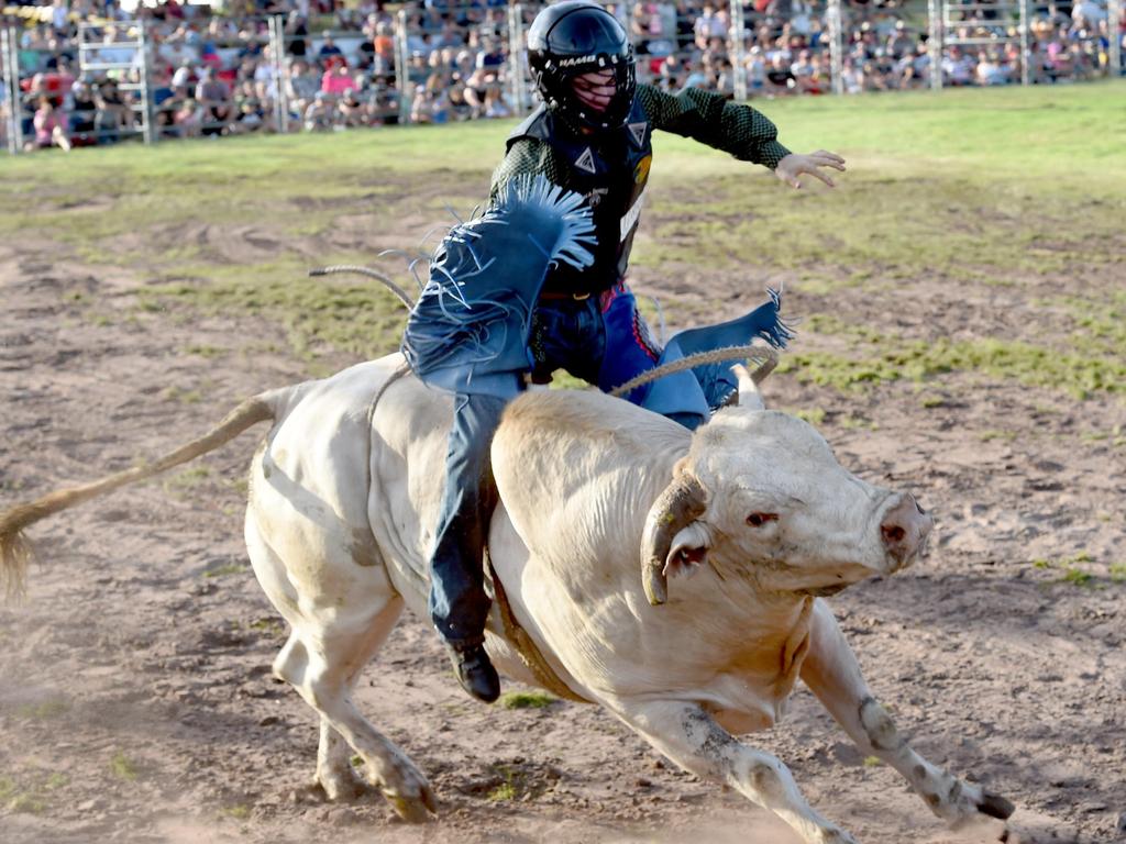 Ky Hamilton competing in his early bull riding days in Hervey Bay.