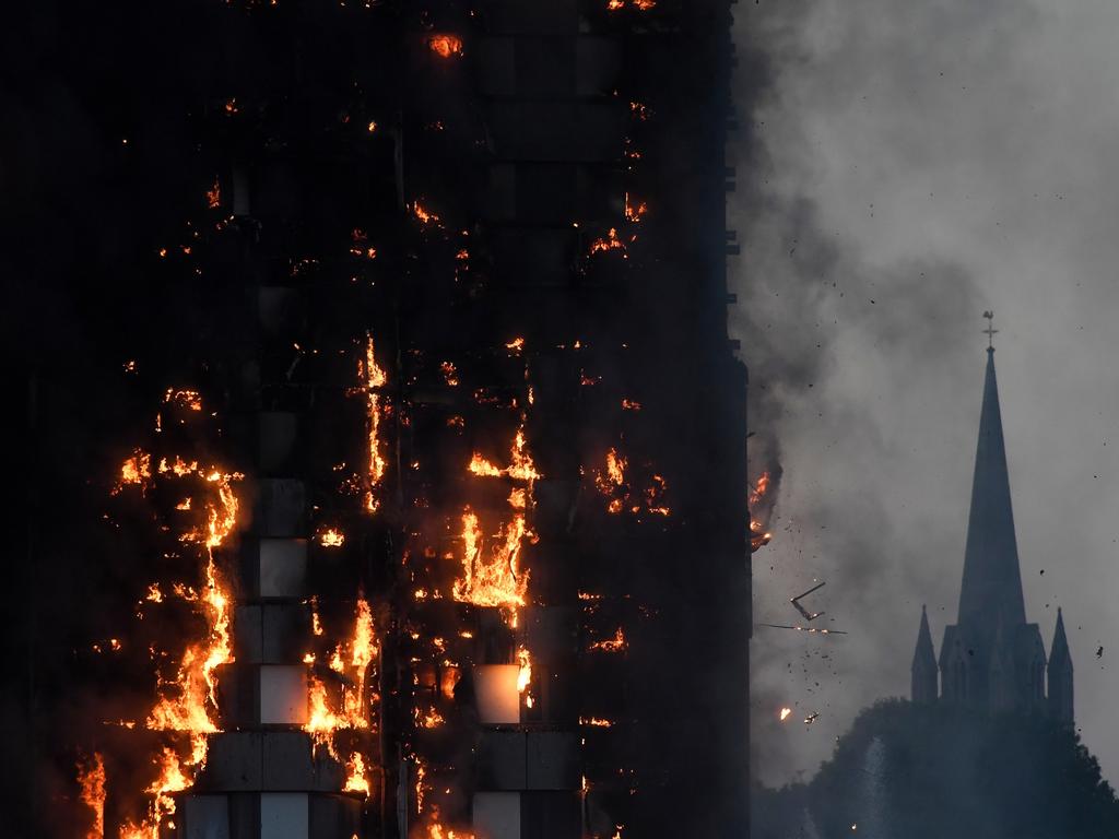 Flames and smoke billow from the Grenfell Tower block. Picture: Reuters/Toby Melville