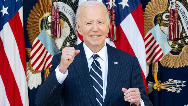 US President Joe Biden gestures as he addresses the nation from the Rose Garden of the White House. Picture: AFP.