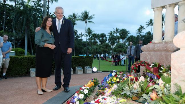 Scott Morrison and his wife Jenny attended the Dawn service in Townsville. Picture: Gary Ramage