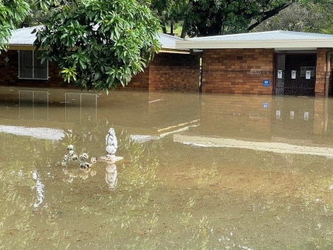 The South Brisbane Cemetery underwater from Brisbane’s February floods. The water was about 1.5 metres below the high water mark. Picture: P. Granville/Christopher Dawson/timetravelclub.com.au