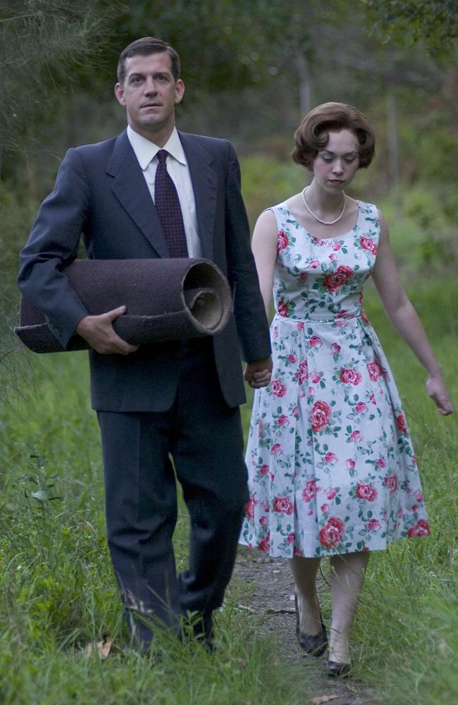 Actors Rhys Muldoon and Octavia Barron-Martin in a scene from a TV documentary, <i>Who Killed Dr Bogle and Mrs Chandler?</i>, about the deaths.