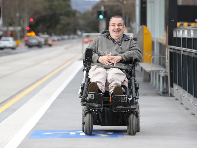 31.7.2019.Disability advocate Phillip Beddall at the newly finished tram stop on King William Rd,Adelaide. PIC TAIT SCHMAAL.