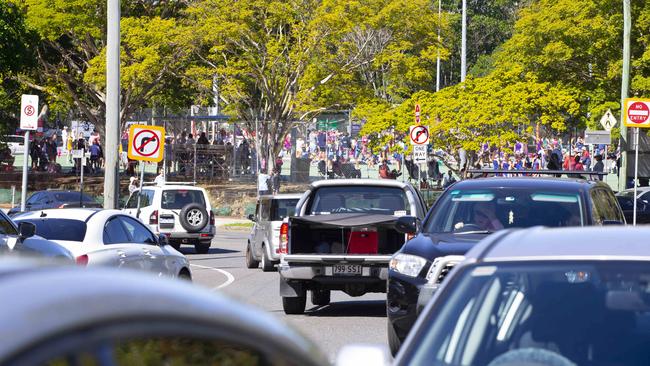 Downey Park traffic madness on Saturday mornings. Picture: AAP/Renae Droop