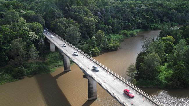 The Kennedy Highway bridge over the Barron River, near the town of Kuranda has been limited to a single lane of traffic until March 2. Picture: Brendan Radke