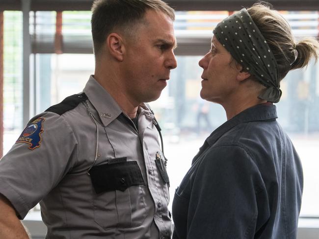 Rockwell and Frances McDormand in Three Billboards.