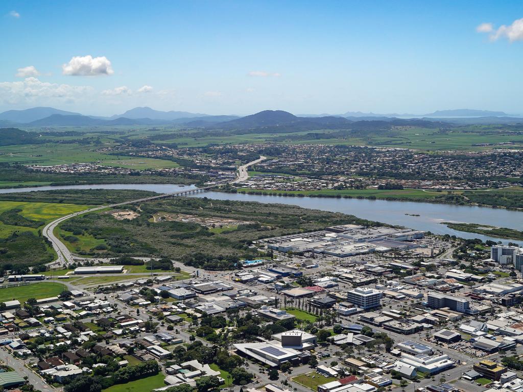 Aerial view of Mackay and the Pioneer River. Picture: Heidi Petith