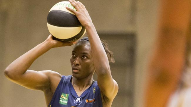 Flames star Asia Taylor at the free-throw line. Picture: Jenny Evans