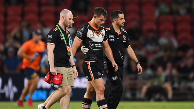 The Tigers tried their best but just couldn’t compete for the whole 80 minutes as injuries piled on. Picture: Getty Images.