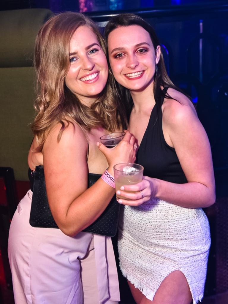 Billie Procter and Emma Niceski at Shooters Nightclub on Friday night.