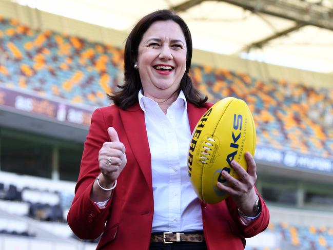 BRISBANE, AUSTRALIA, NewsWire Photos, SEPTEMBER 2, 2020. Queensland Premier Annastacia Palaszczuk poses for a photo during the announcement that the 2020 AFL Grand Final game will be played at the Gabba.Picture: NCA NewWire / Dan Peled