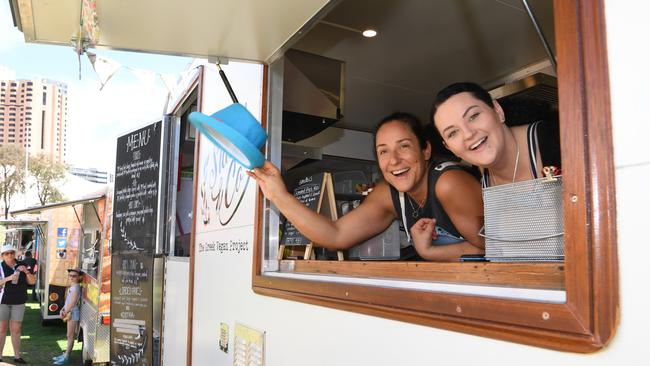 Staazi &amp; Co owner Anastasia Lavrentiadis and Sarah Lochhead at the Staazi &amp; co food van in 2018. Picture: Tricia Watkinson