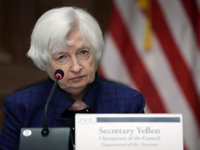 WASHINGTON, DC - APRIL 21: U.S. Secretary Janet Yellen listens during an open session of a Financial Stability Oversight Council meeting at the Department of the Treasury on April 21, 2023 in Washington, DC. The FSOC proposed on Friday a new guidance to revise how non-bank financial institutions are designated.   Alex Wong/Getty Images/AFP (Photo by ALEX WONG / GETTY IMAGES NORTH AMERICA / Getty Images via AFP)