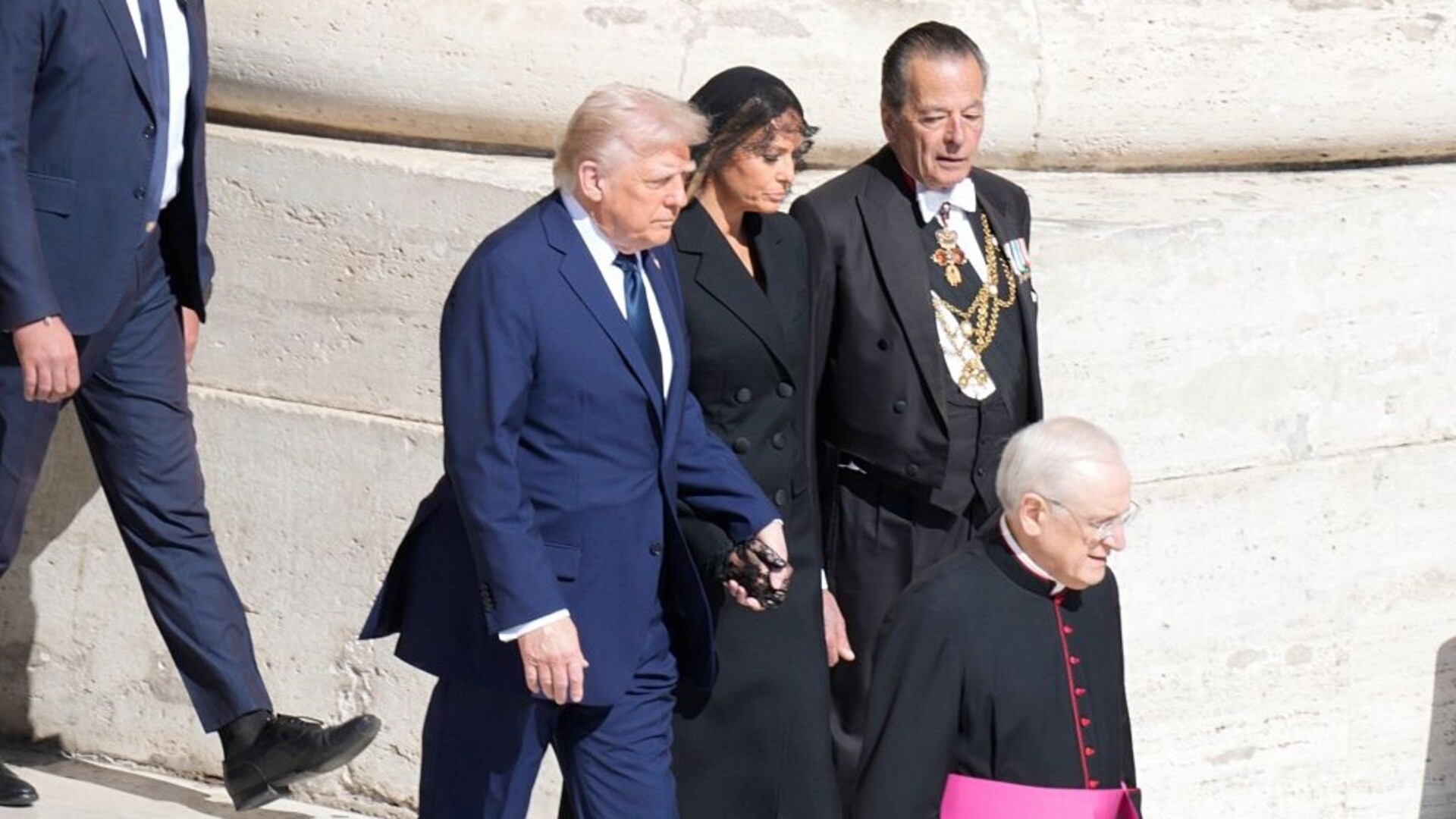 US President Donald Trump arrives at St Peter's Square