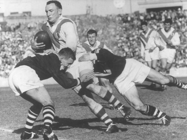 Kevin Ryan during St George v Wests game at SCG in Sydney in 1962. Picture: Historical Rugby League A/CT