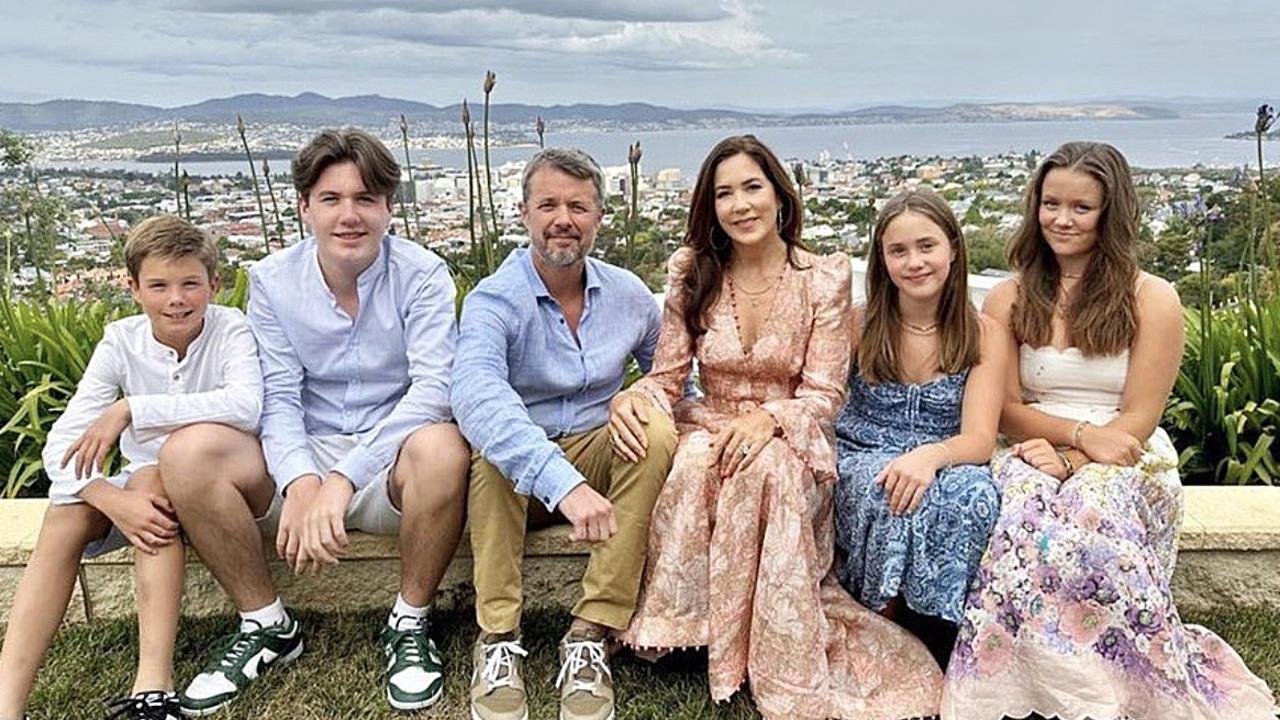 Crown Princess Mary in Hobart with her family Prince Vincent, Prince Christian, Crown Prince Frederik, Princess Josephine, Princess Isabella in Tasmania – from the palace Instagram account. Picture: Det Danske Kongehus/Instagram