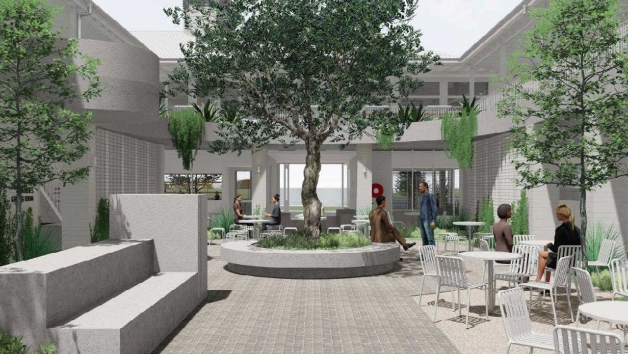 An artist's impression of the renovated Belvedere Hotel in Redcliffe which will be unveiled in August 2023.