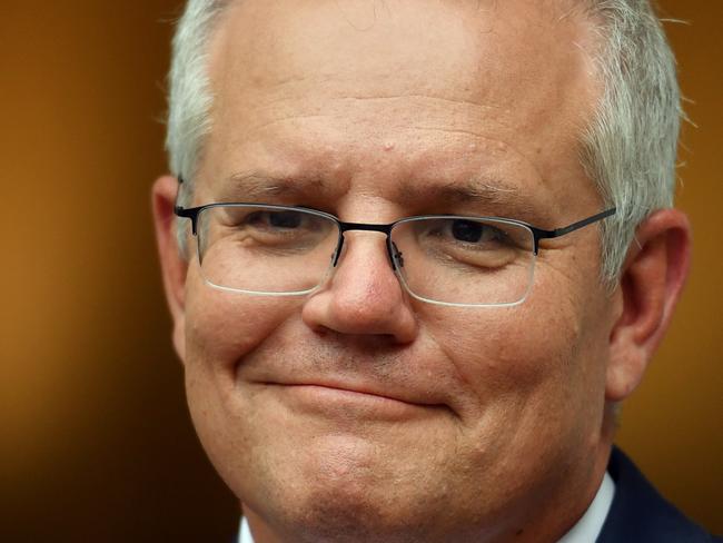 CANBERRA, AUSTRALIA - FEBRUARY 05: Prime Minister Scott Morrison during a press conference in the Prime Minister's Courtyard on February 05, 2021 in Canberra, Australia. Prime Minister Morrison and national cabinet met this morning to discuss Economy and COVID-19 hotel quarantine arrangements. Victoria has reported no new Covid-19 cases as South Austraila Premier Steven Marshall confirmed that the hard border arrangement with WA is being removed immediately. (Photo by Sam Mooy/Getty Images)