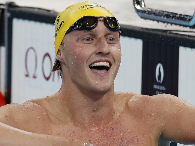 NCA. PARIS FRANCE. 2024 OLYMPIC GAMES. July 27 - Day1Ã Swimming finals at the Paris La Defense Arena.   Mens 400 mtr Freestyle final.    Australian Elijah Winnington  after winning silver in the final     . Pic: Michael Klein