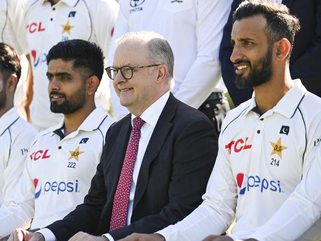 CANBERRA, AUSTRALIA, NewsWire Photos. DECEMBER 6, 2023: The Prime Minister, Anthony Albanese attends the PM's XI vs Pakistan cricket match at Manuka Oval in Canberra. Picture: NCA NewsWire / Martin Ollman