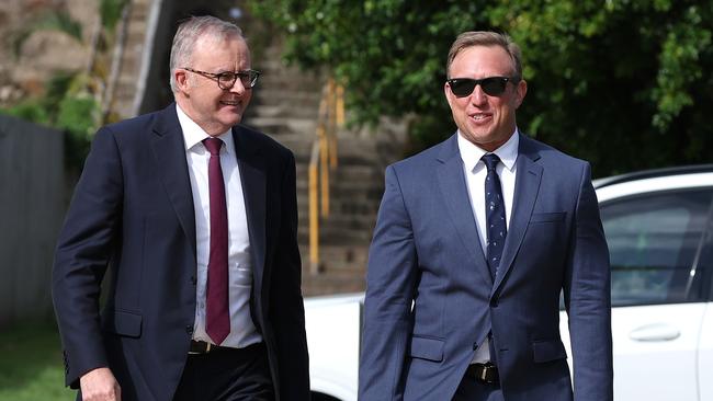 Premier Steven Miles and Prime Minister Anthony Albanese on the Gold Coast. Pic: Adam Head