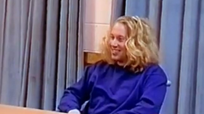 The Port Arthur killer is pictured laughing during his interview with police after the massacre in 1996. Picture: Channel Seven